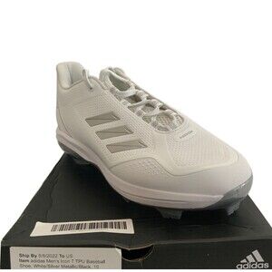 Adidas Baseball Silver Icon 7 TPU Sneakers White Men 10